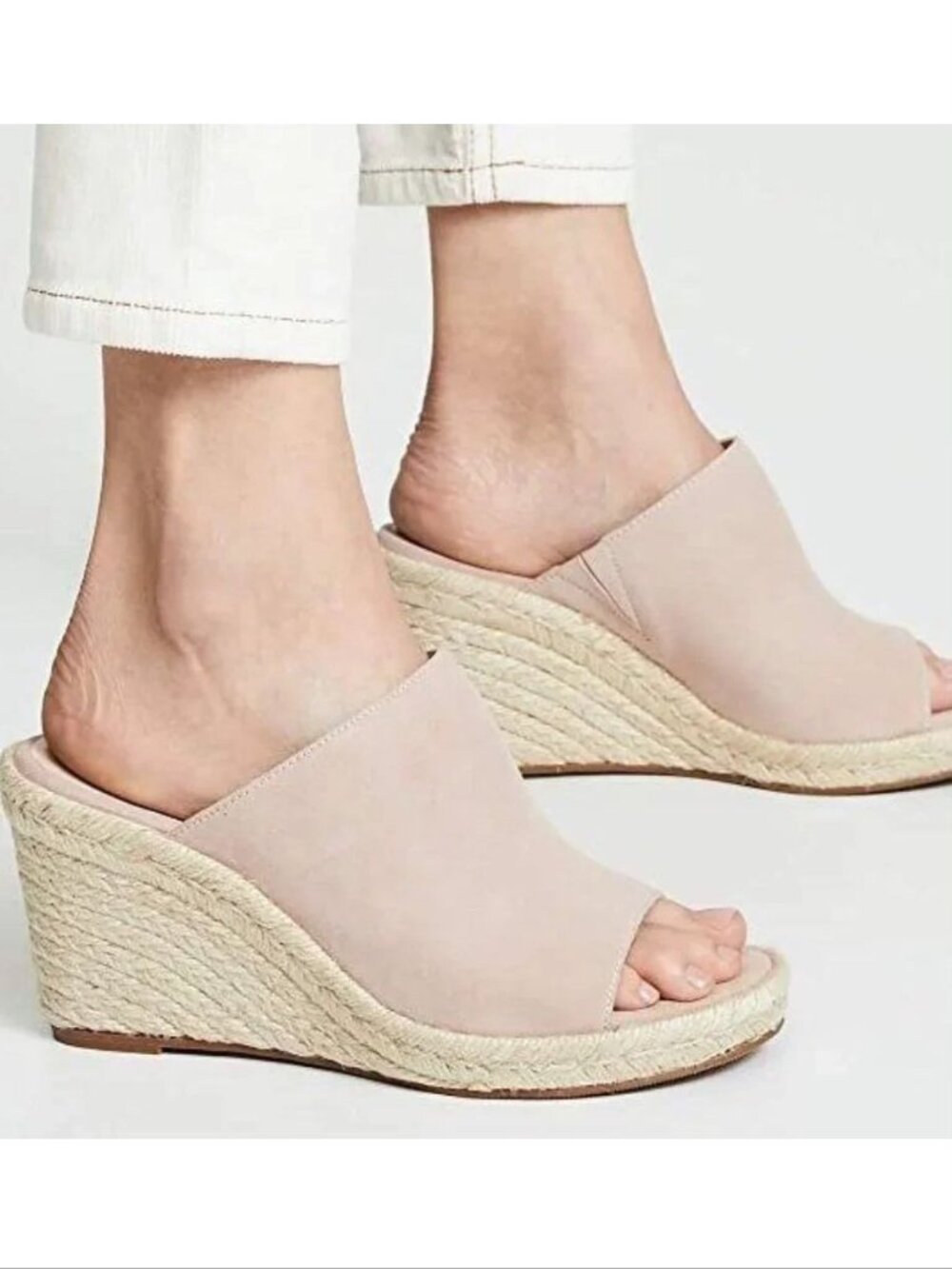 Stuart Weitzman Wonda Espadrille Wedge Mule SANDALS Size 6.5 Dolce Suede NEW